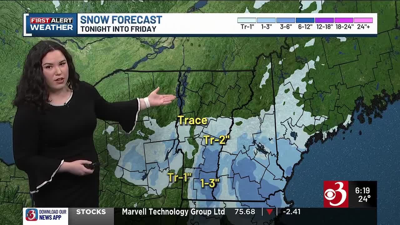 Wintry mix tonight for Southern Vermont before rain showers and mild temperatures move in