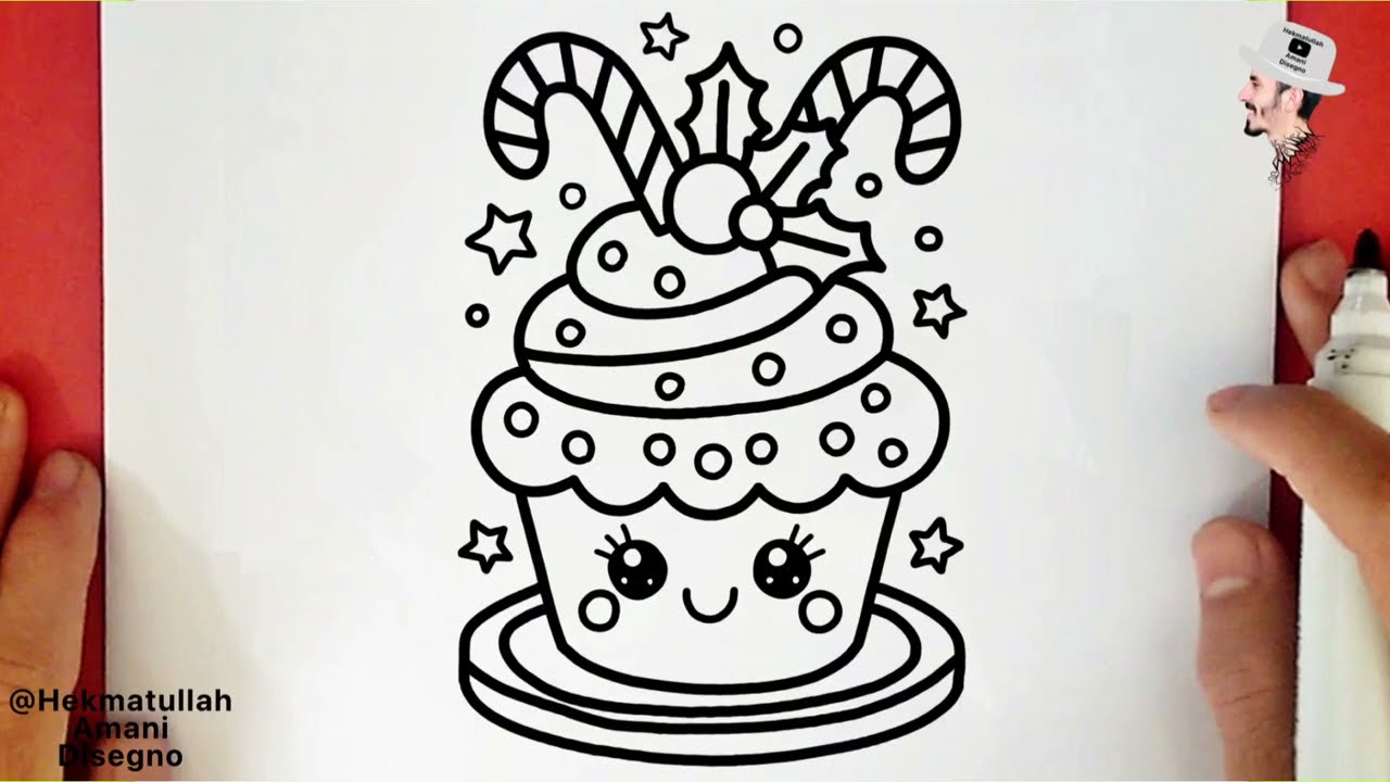 Come disegnare un Cupcake di Natale Kawaii | Tutorial Disegno Facile