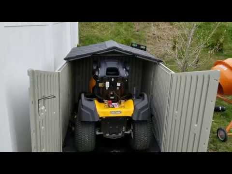 Rubbermaid Slide Top Shed - Will Riding Mower Fit? - YouTube