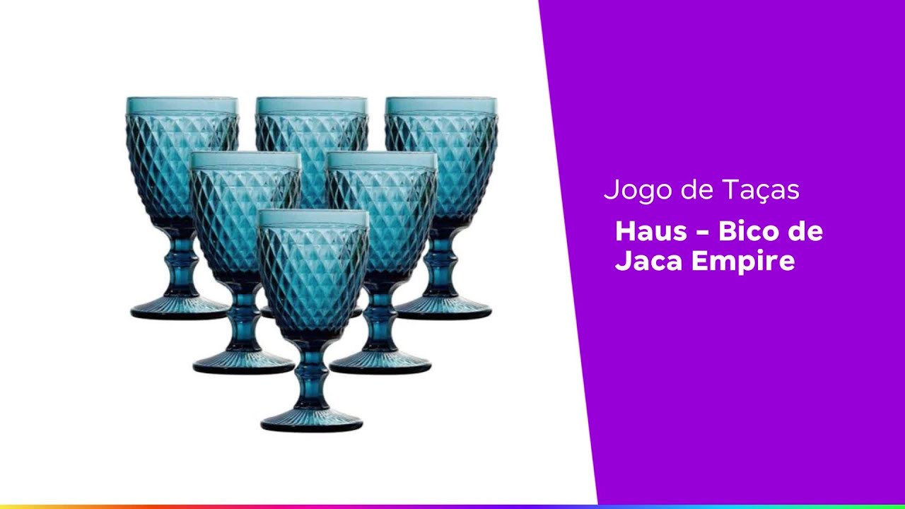 Jogo de Copos de Vidro Âmbar 330ml 6 Peças - Haus Empire Bico de Jaca - Eba  Promoção