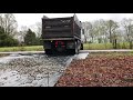 Dump truck getting stuck making the driveway