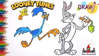Draw Bugs Bunny, Road Runner, Tweety | Looney Tunes cartoon drawings | Easy drawings for kids screenshot 1