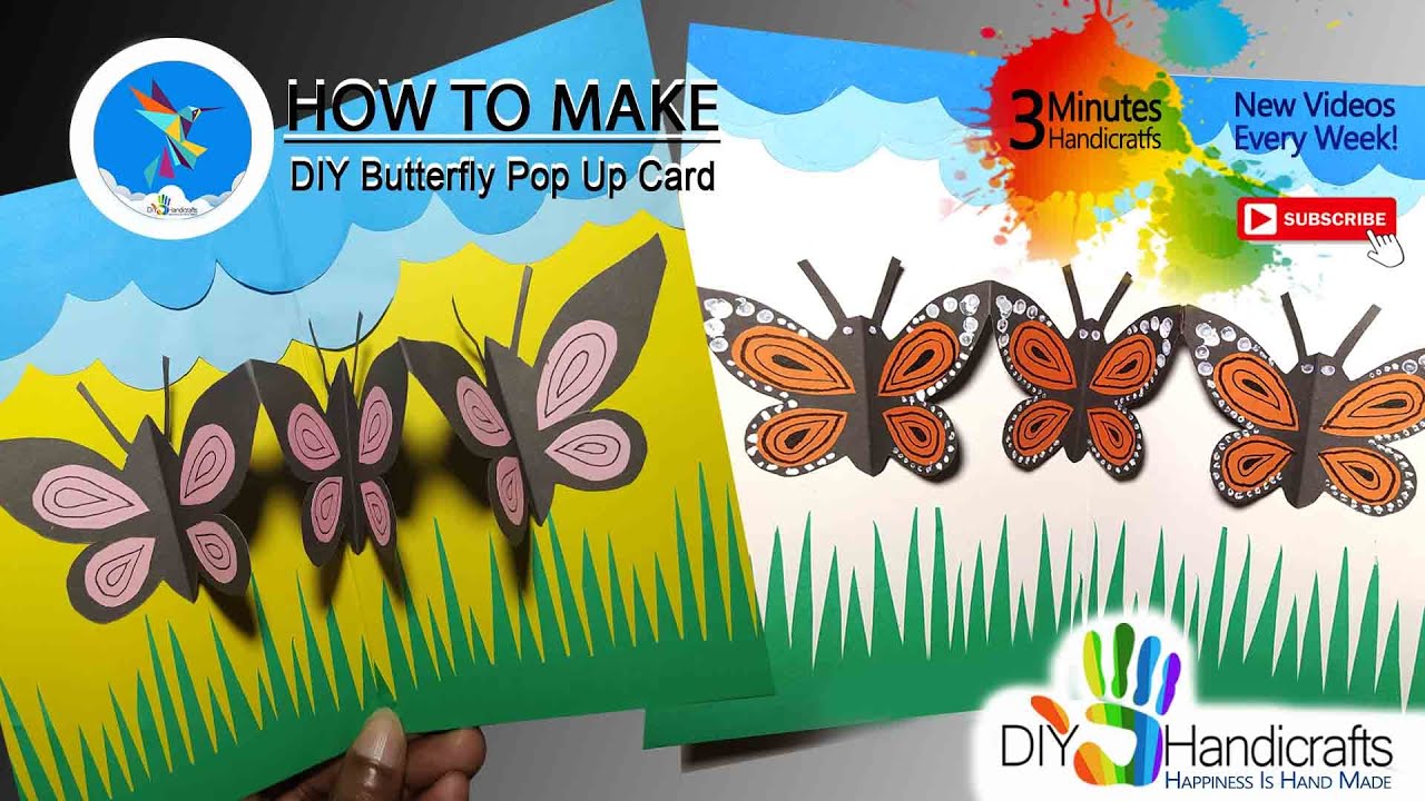 HOW TO MAKE DIY Butterfly Pop Up Cards - YouTube