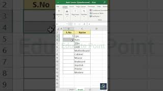 #serial number in excel 2021 ||#shorts