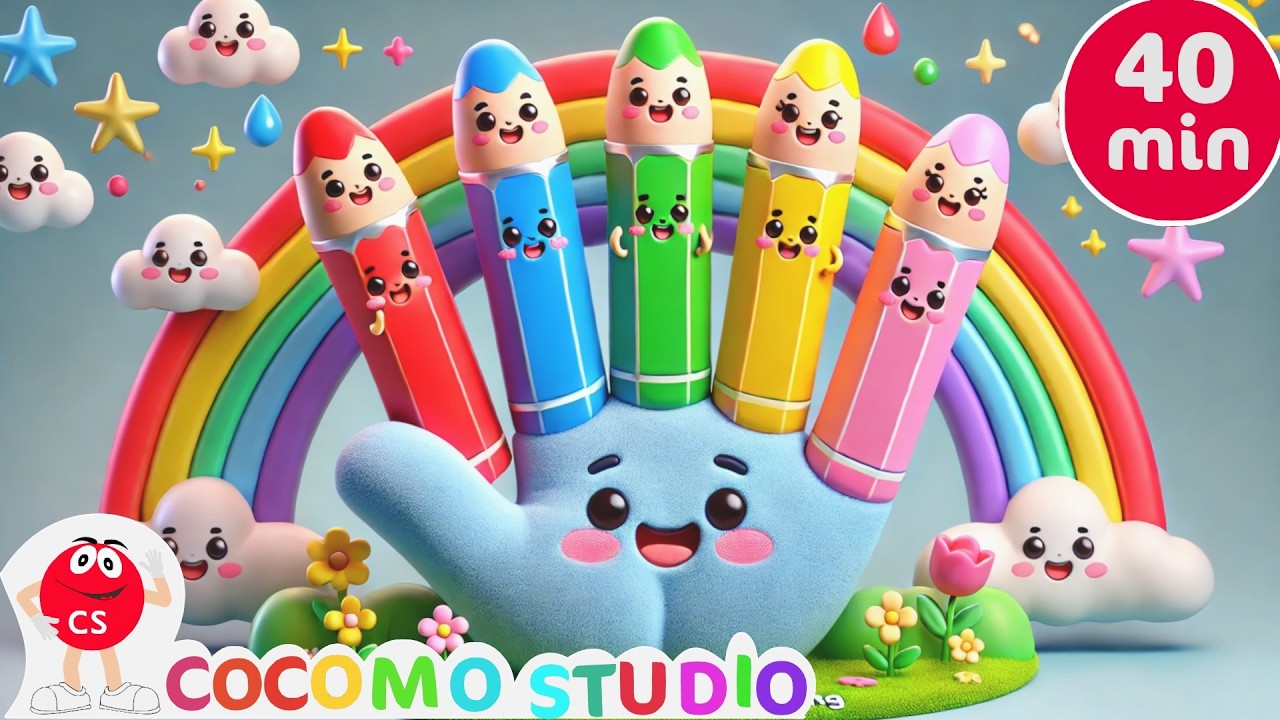 Цветная пальчиковая семья для малышей | Веселая песенка про цвета и семью для детского сада