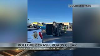Rollover crash blocks busy South Palo Verde Road intersection