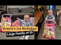 GRACIE&#39;S 1ST BIRTHDAY | PRESENT OPENING | Large Family of 15