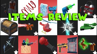 Item Review in Barry, Baby Bobby, Borry, Magic Dolphin, Ice Blaster, Vip Pack, Jetpack,Bowl,Jail Gun