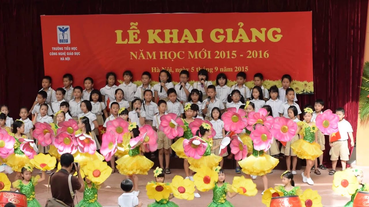 Khai giảng năm học 2015-16 trường Tiểu học CGD - Tiết mục múa Hoa xuân ...
