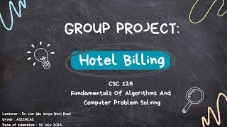 CSC 126 (final project) : Hotel Billing Programing