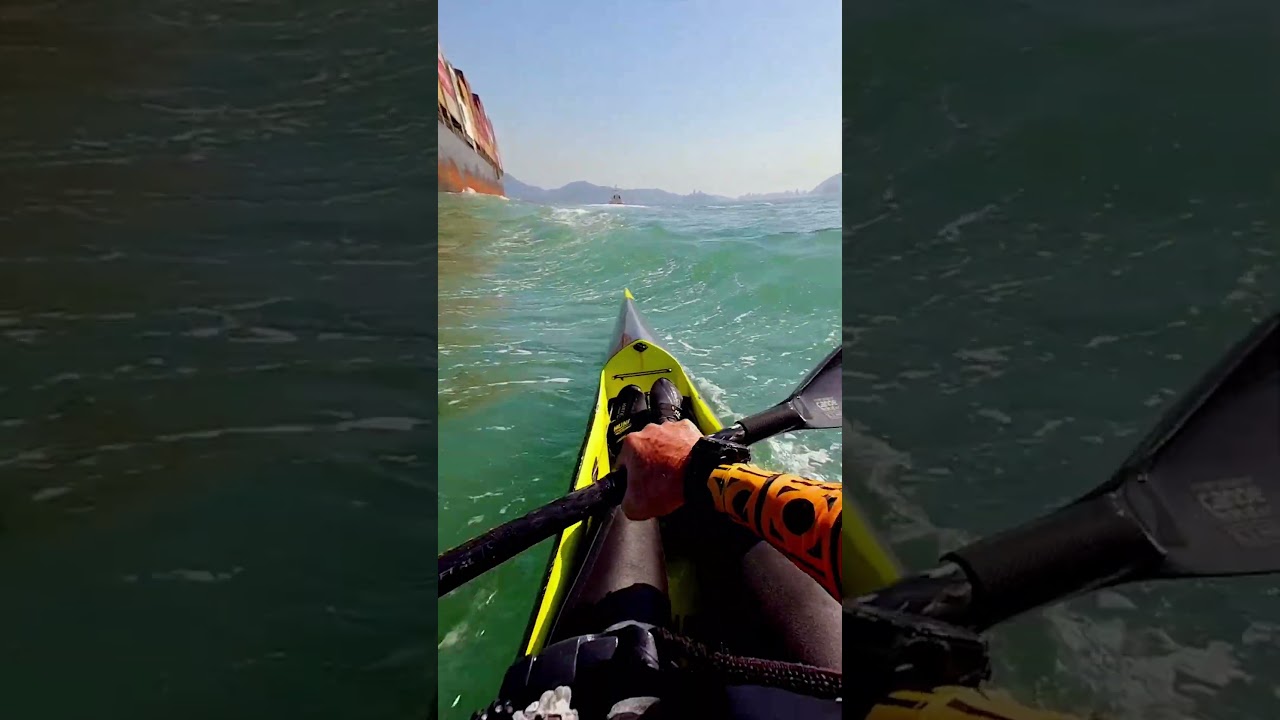 Kayaking a cargo ship's wake 🎬 Marcos Lopes Santos #GoPro