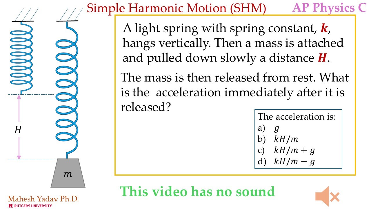 Example Acceleration Spring Session Find acceleration of a vertical spring - AP Physics - Mechanics - YouTube