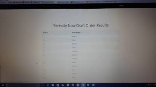 2016 Serenity Fantasy Draft Order