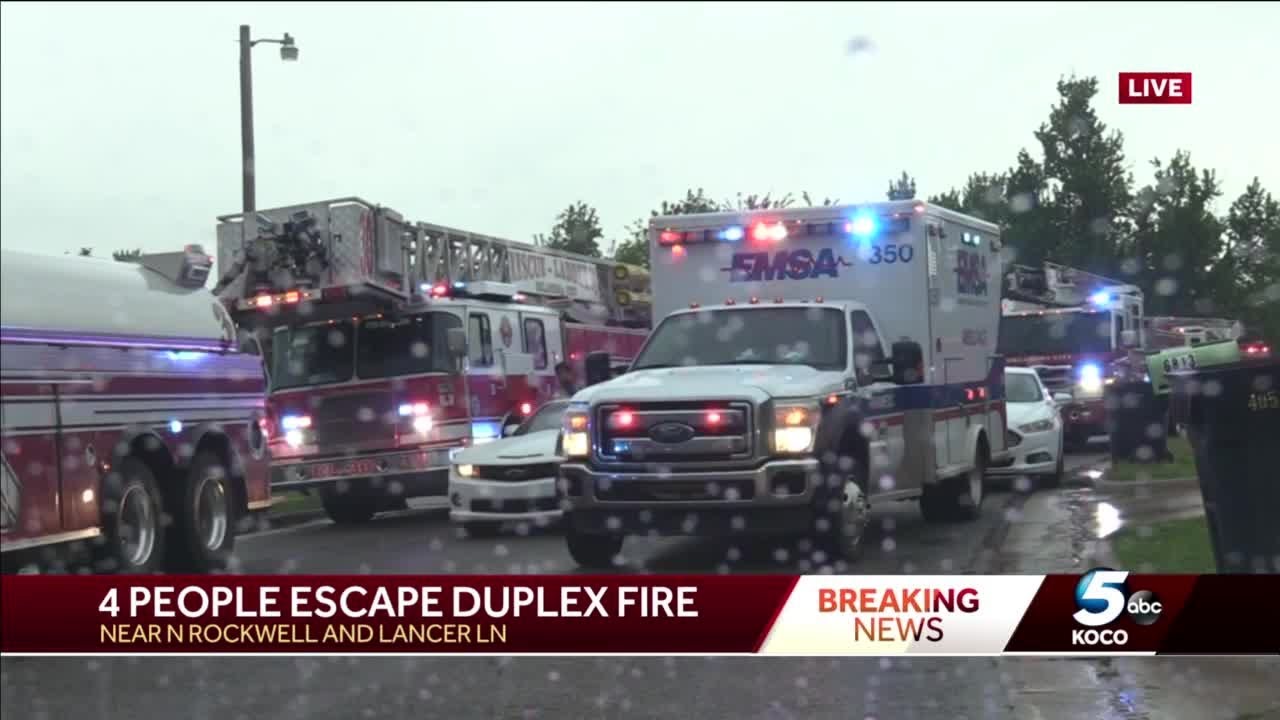 Four people escape duplex fire in northwest Oklahoma City - YouTube