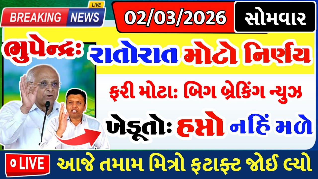 ખેડૂતો હપ્તો નહિ મળે, રાતોરાત નિર્ણય= khedut duniya | commodity Trend / khedut | વરસાદ આગાહી / યોજના
