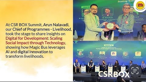 Empowering Youth Through Digital Innovation: Arun Nalavadi at CSR BOX Summit | Magic Bus India