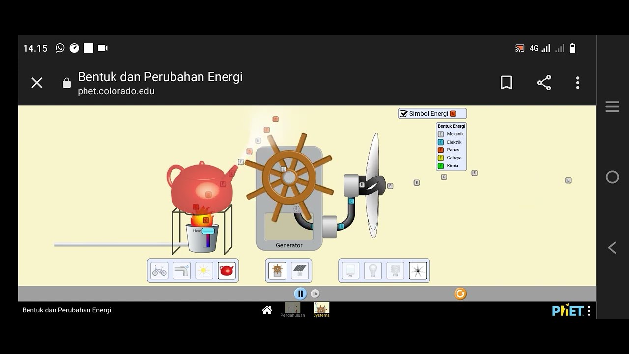 Lab Virtual PhET versi HP android, pada Materi Perubahan Energi ...