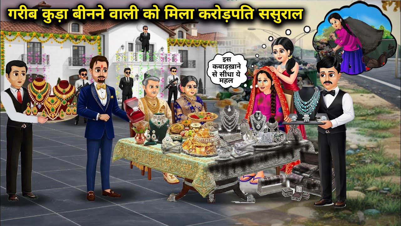 गरीब कुड़ा बीनने वाली को मिला करोड़पति ससुराल || Cartoon Videos || A ragpicker finds her desired..