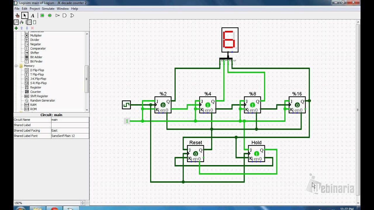 3 bit counter jk flip flop logic 1 in multisim