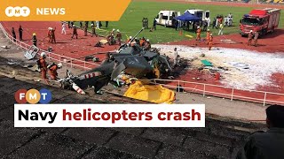 2 helicopters collide, crash during navy rehearsal