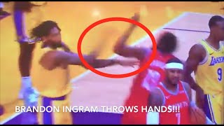 Lakers vs. Rockets Fight // Ingram punches Harden // Rondo punches Chris Paul