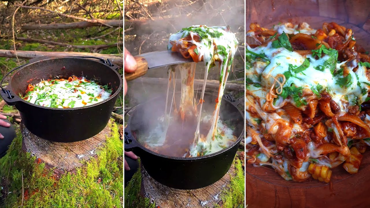 Taco Pasta cooked in the deep forest ??