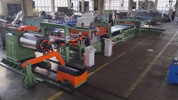 Cut to length line with fly cut-off shear guillotine and automatic sheet stacker