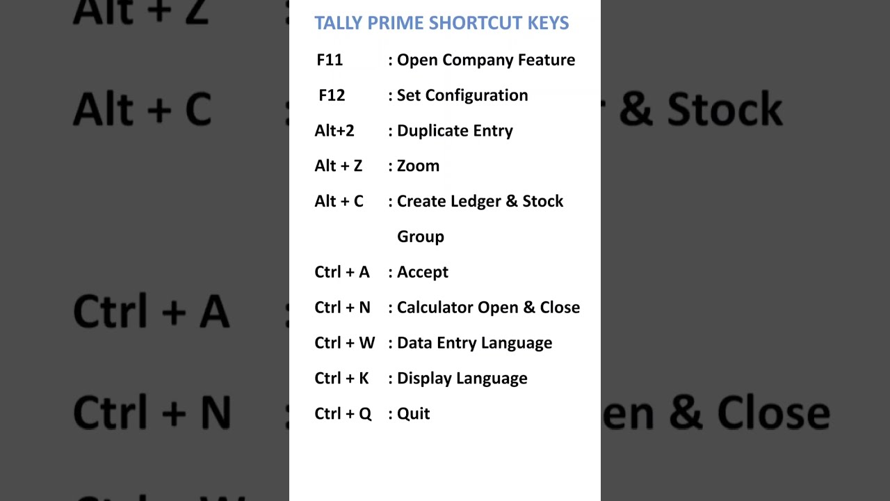 Tally Prime Shortcut Key Part 5 YouTube Tally Prime Shortcut Key Part 5 YouTube
