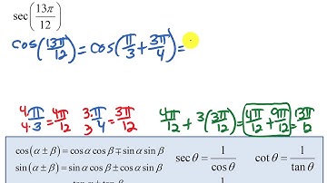 Sum or difference formula to find sec in radians