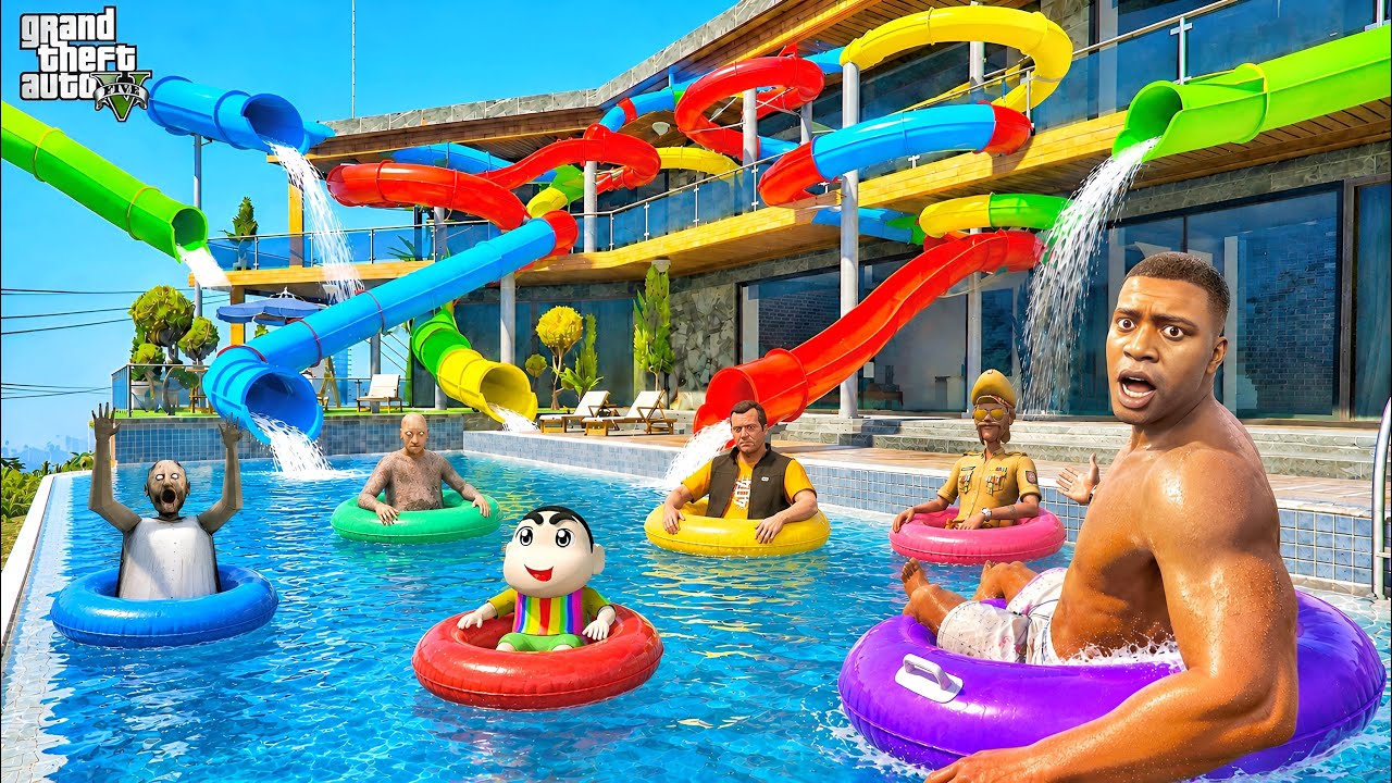 Franklin got stuck in a Giant Waterslide Park