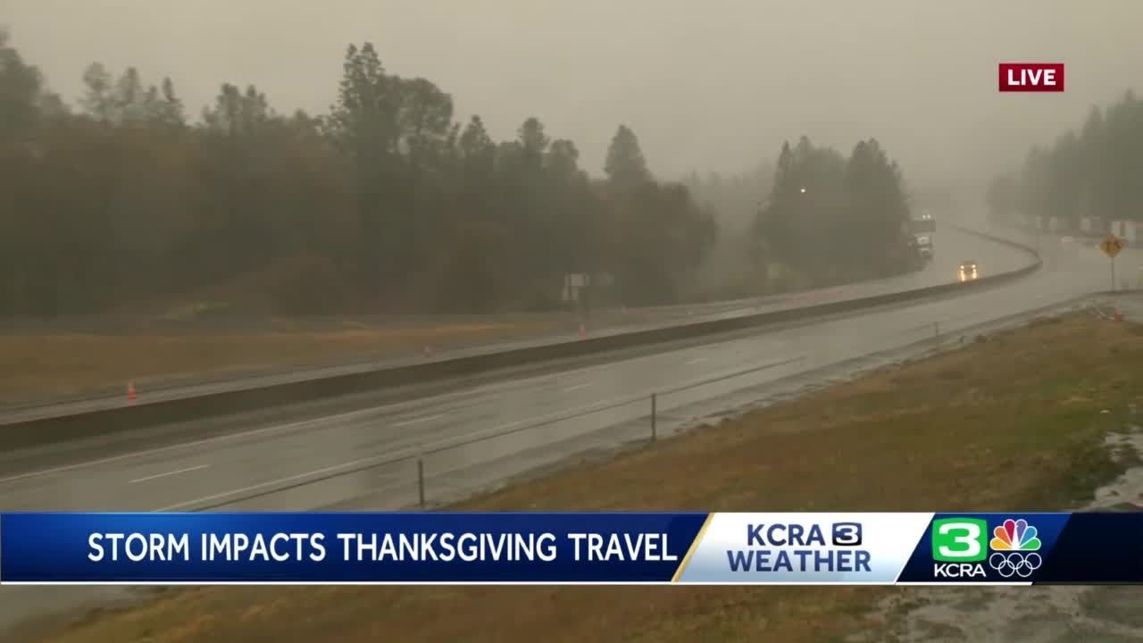 Rain, snow impacts travel on Interstate 80 - YouTube