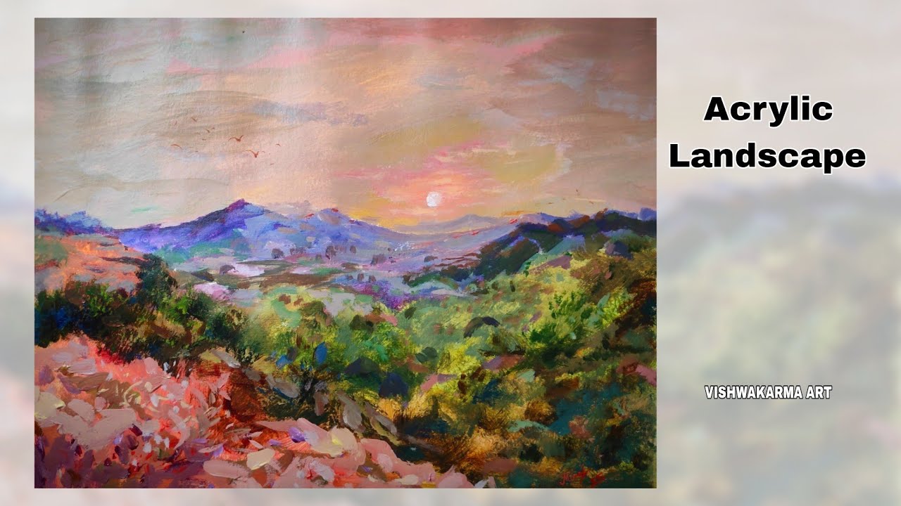 Beautiful sunrise painting| Acrylic landscape painting tutorial - YouTube