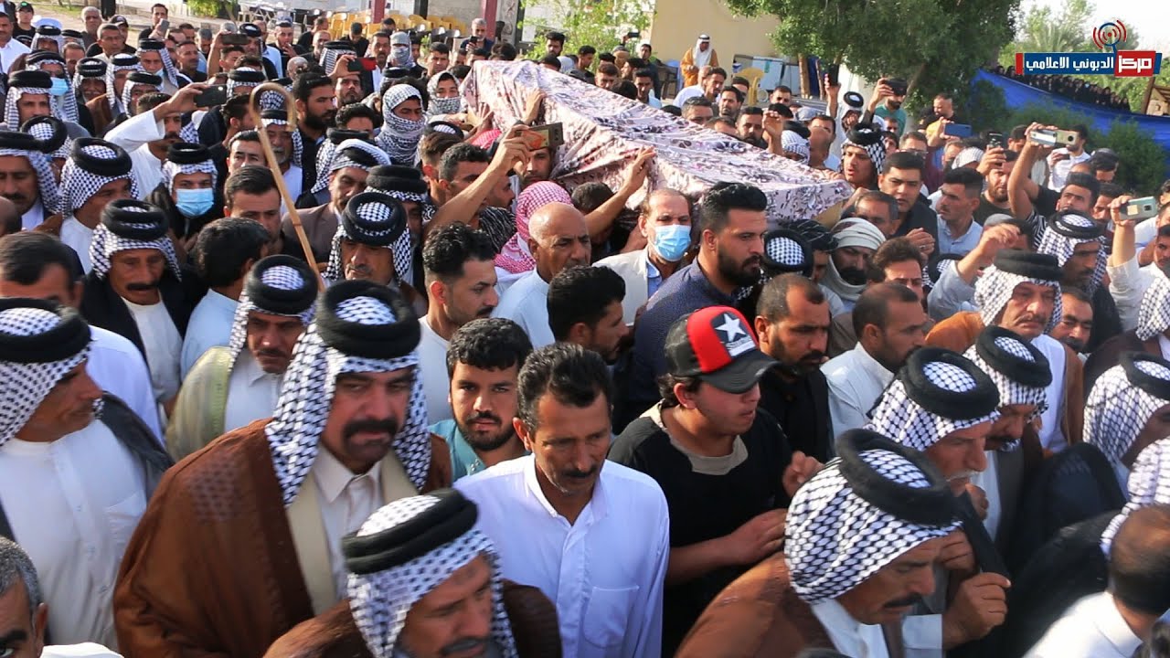 تشييع جثمان فريضة شمر الشيخ صاحب عبيد الشاهين (شيخ عام عشائر دعيه الشمرية الاسلمية)