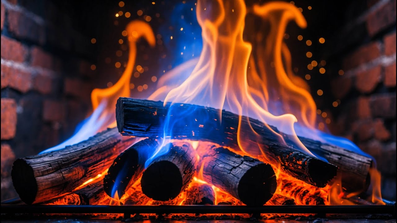 Warm Brick Fireplace in Winter ❄️ Cozy Fire Ambience for Sleep & Relaxation | LIVE