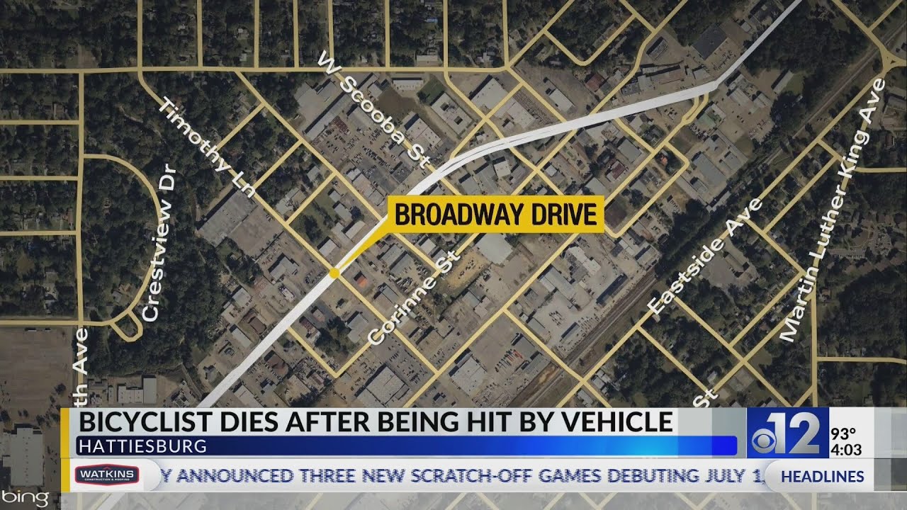 Bicyclist dies after being hit by vehicle in Hattiesburg - YouTube
