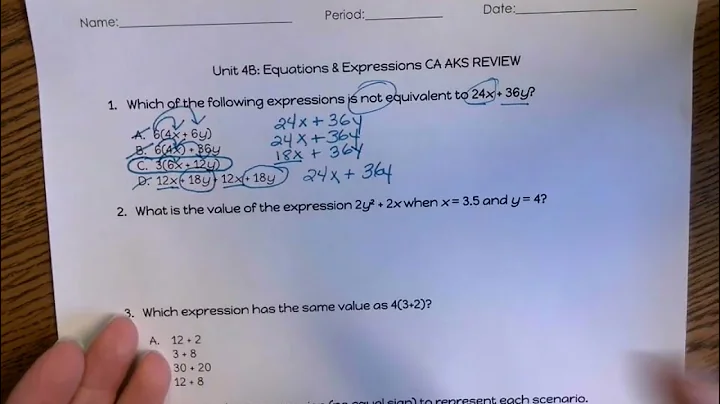4B Equations and Expressions AKS Reveiw1 to 3