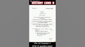 History core 9 UG semester 4 2018-21 question paper vbu #vbu #exam #history #hist 9 #questionpaper