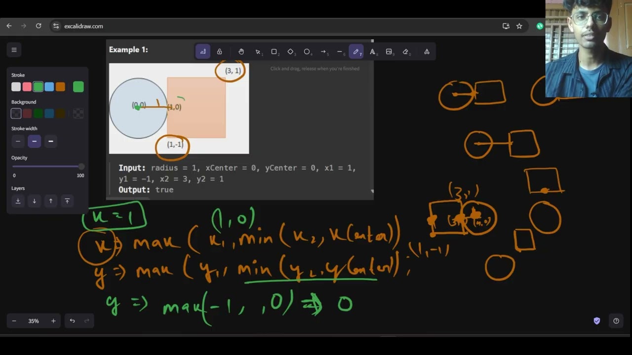 Circle and Rectangles Overlapping