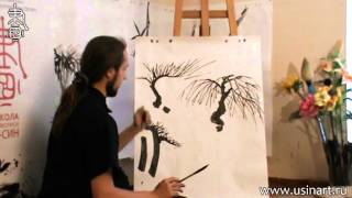 Обучение рисованию деревьев при помощи живописи у-син. Часть 3 "Четыре разных ритма"