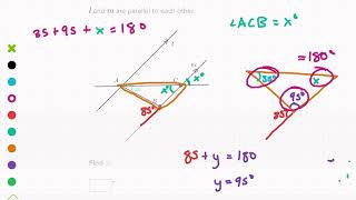 Khan Academy Tutorial: solving angles formed by parallel lines and transversal
