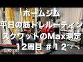 ［ホームジム］平日の筋トレルーティン！スクワットのMaxを測ってみた！12週目#12