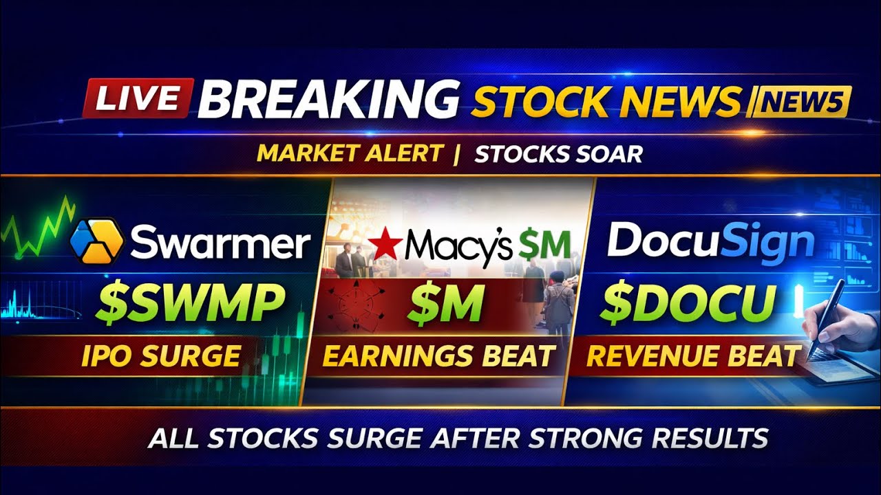 3 stocks making big moves today 👀📈$SWMR $M $DOCU - YouTube