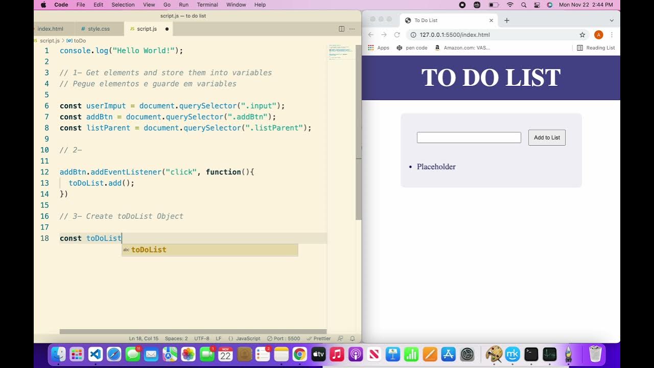 To Do List: HTML CSS JAVASCRIPT Beginner/ List de Tarefas para ...