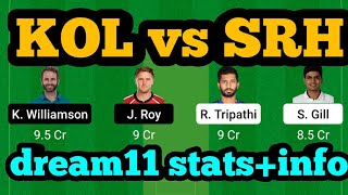 KOL vs SRH Dream11|KOL vs SRH Dream11 Prediction|KKR vs SRH Dream11|