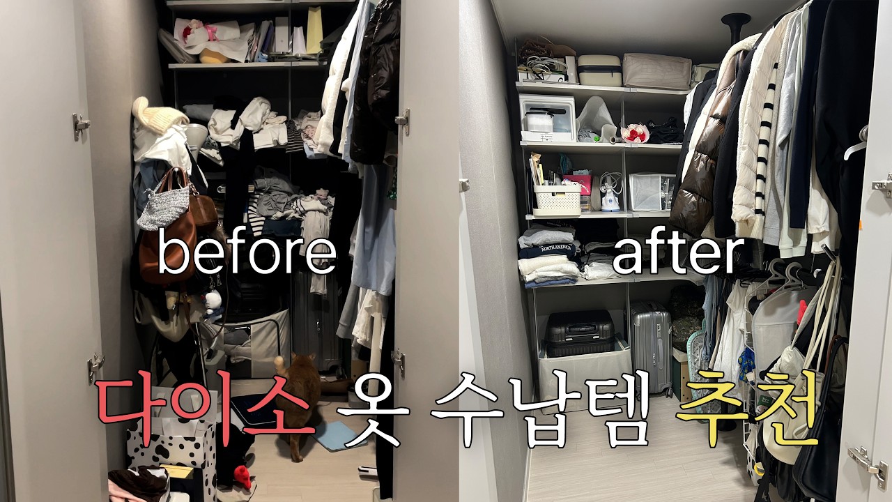 개판이던 펜트리 옷방, 다이소 수납템으로 싹 정리했어요 + 참견 고양이🐱