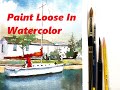 Watercolor Loose Sailboat and Bay Scene Painting - ALL STEPS COVERED!!!!