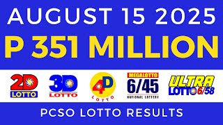 Lotto Result Today 9pm August 15 2025 PCSO
