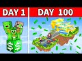 Mikey Family and JJ Family Stranded 100 Days on ONE MILLIONAIRE BLOCK in Minecraft! (Maizen)