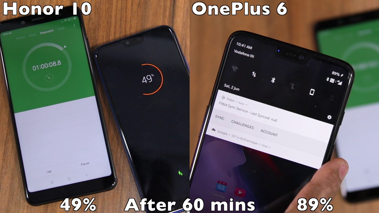 OnePlus 6 vs Honor 10 Charging Comparison [English]