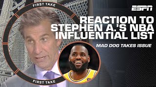 Mad Dog takes issue with Stephen A.'s Top 5 most influential players list | First Take YT Exclusive